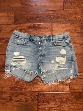 Lucky Distressed Light Blue Denim Women's Shorts